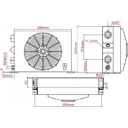 Chłodnica oleju hydraulicznego 100L/min AC 230V